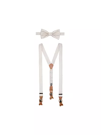 SEIDENFALTER | Hosenträger Set mit Fliege und Knopf-Clips | 
